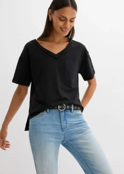 bonprix bonprix Camiseta oversize de algodón puro Negro Hot