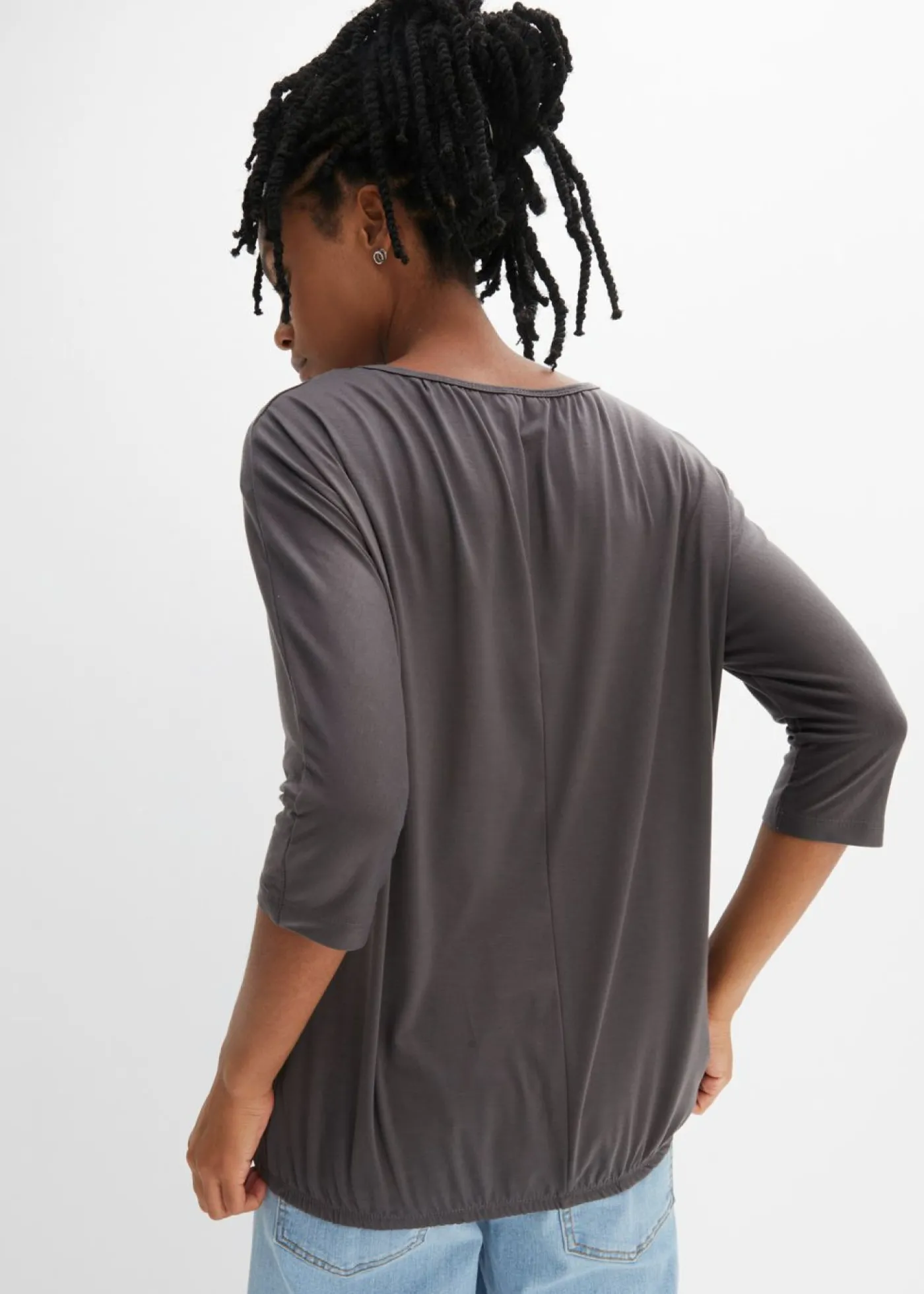 bonprix bonprix Camiseta oversize de mezcla de viscosa pizarra Outlet