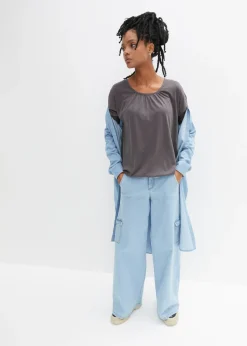 bonprix bonprix Camiseta oversize de mezcla de viscosa pizarra Outlet