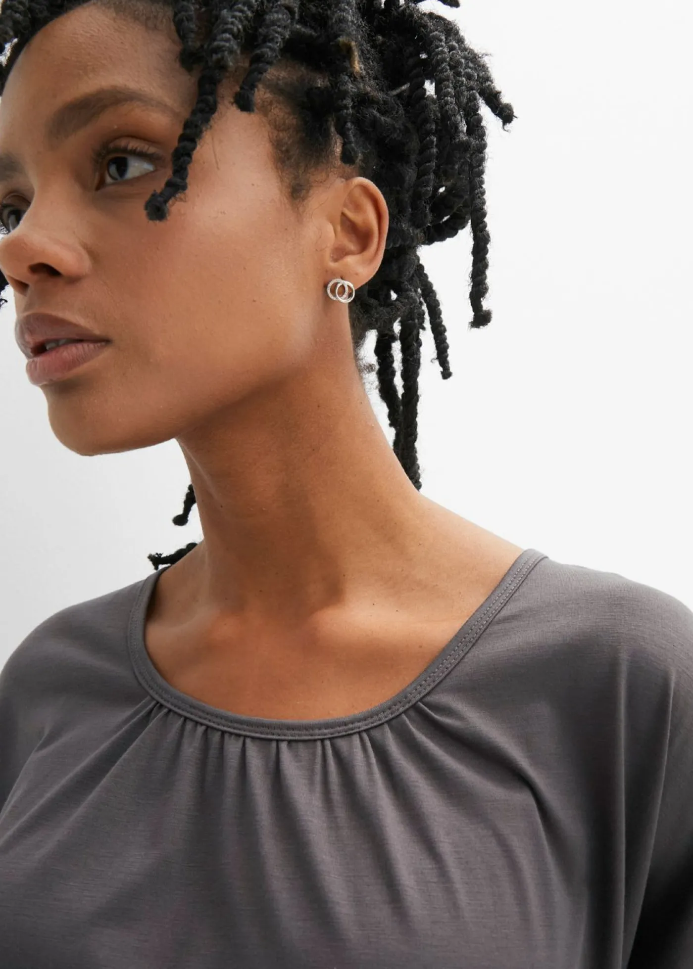 bonprix bonprix Camiseta oversize de mezcla de viscosa pizarra Outlet