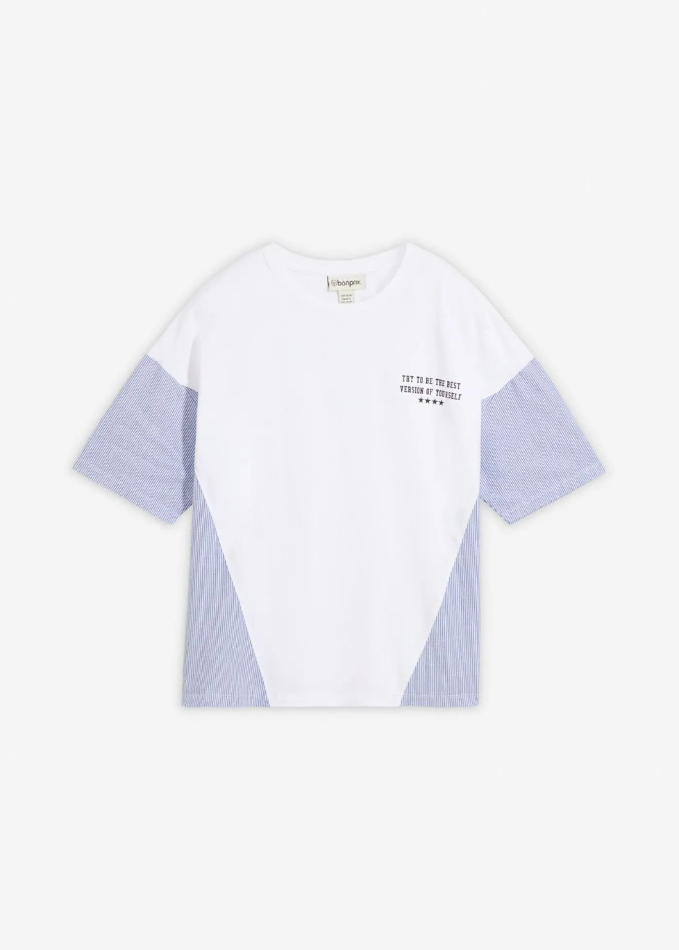 bonprix bonprix Camiseta oversize de mezcla de algodón blanco-azul marino Clearance