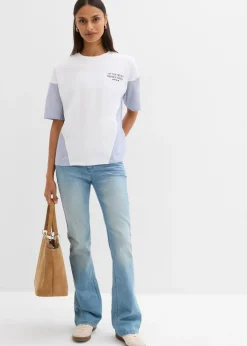 bonprix bonprix Camiseta oversize de mezcla de algodón blanco-azul marino Clearance