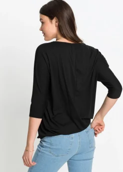 bonprix bonprix Camiseta oversize de mezcla de viscosa Negro Best