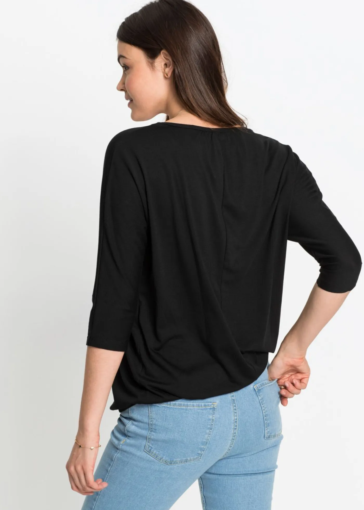 bonprix bonprix Camiseta oversize de mezcla de viscosa Negro Best