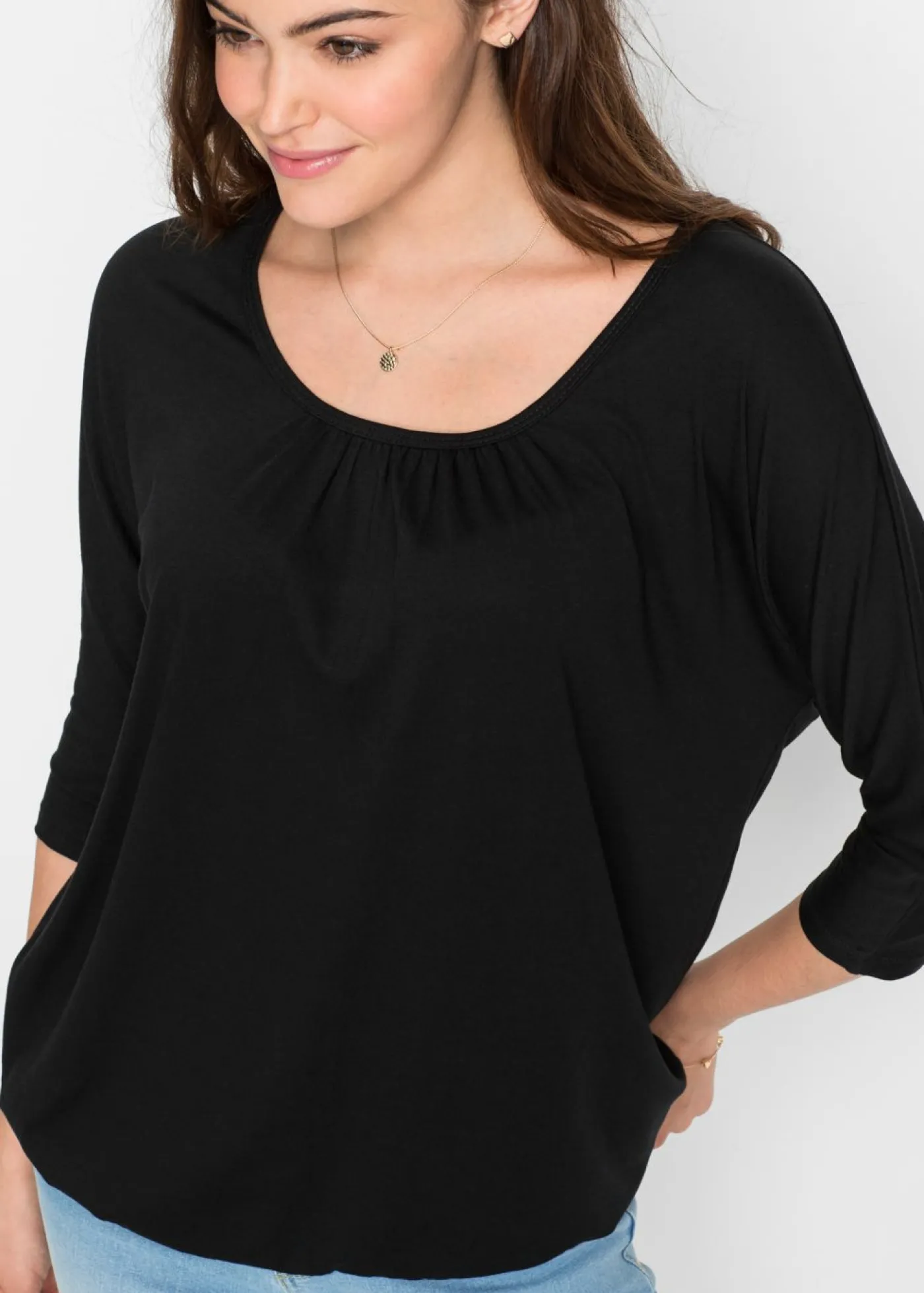 bonprix bonprix Camiseta oversize de mezcla de viscosa Negro Best