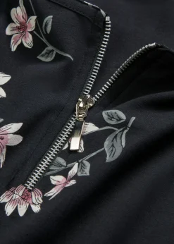 bonprix bonprix Camiseta oversize de mezcla de algodón Negro-rosa de flores Clearance