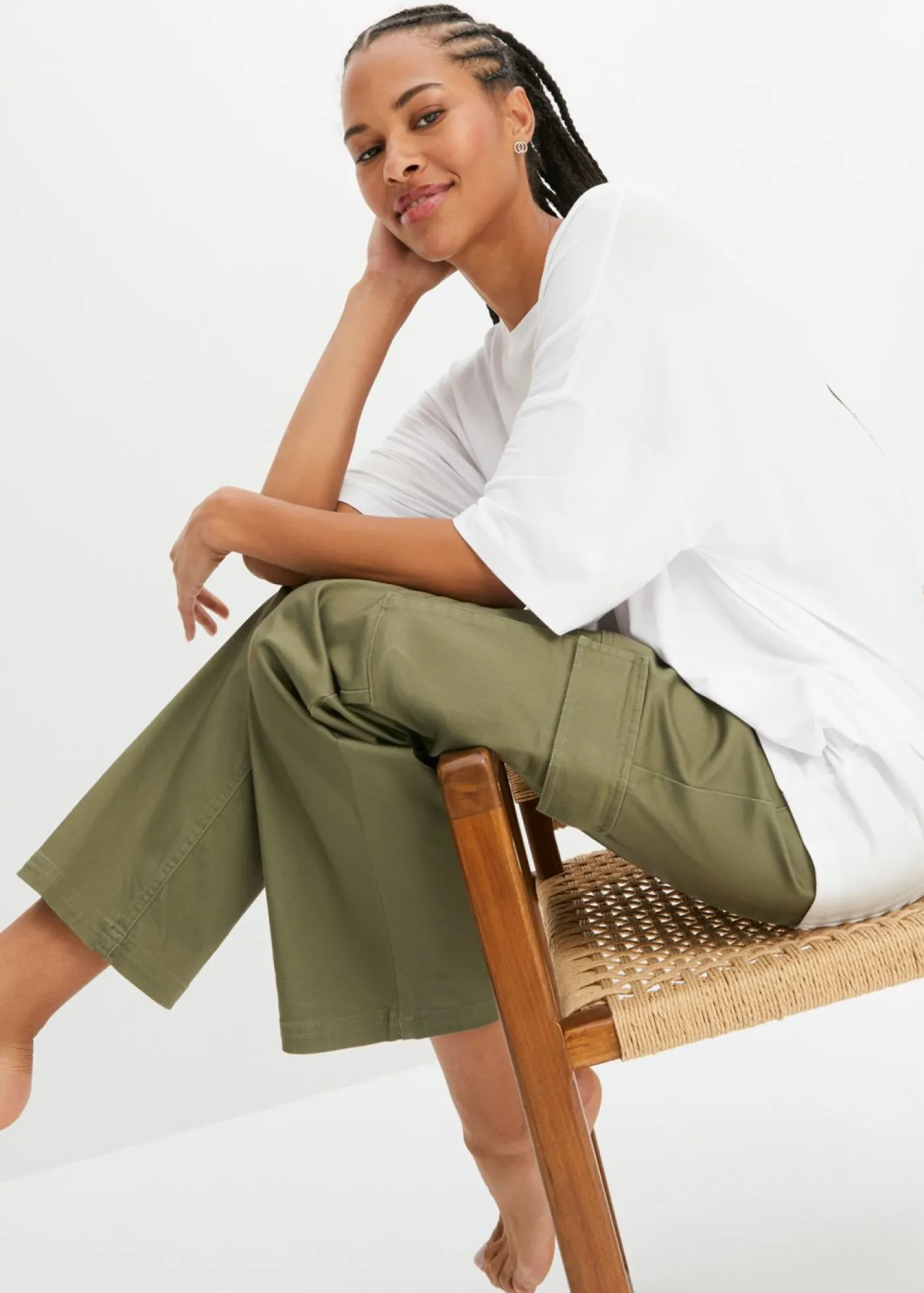 bonprix bonprix Camiseta oversize de viscosa fluida Blanco Outlet