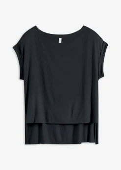 bonprix bonprix Camiseta oversize de viscosa fluida Negro Hot