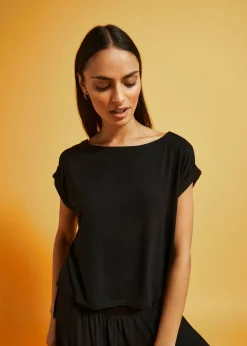 bonprix bonprix Camiseta oversize de viscosa fluida Negro Hot