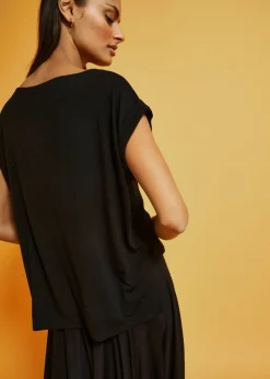 bonprix bonprix Camiseta oversize de viscosa fluida Negro Hot