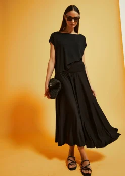 bonprix bonprix Camiseta oversize de viscosa fluida Negro Hot