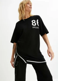 bonprix bonprix Camiseta oversize en mezcla de viscosa suave Negro