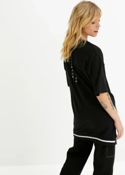bonprix bonprix Camiseta oversize en mezcla de viscosa suave Negro