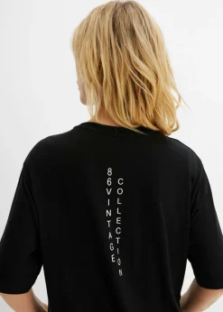 bonprix bonprix Camiseta oversize en mezcla de viscosa suave Negro