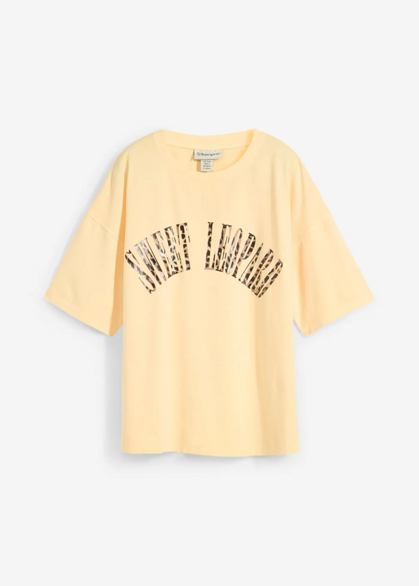 bonprix bonprix Camiseta oversize en suave mezcla de algodón Amarillo claro estampado Outlet