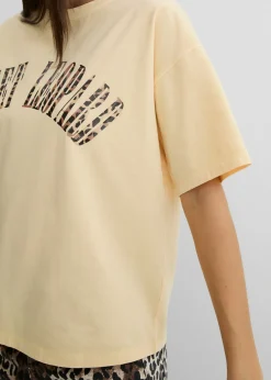 bonprix bonprix Camiseta oversize en suave mezcla de algodón Amarillo claro estampado Outlet