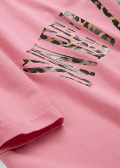 bonprix bonprix Camiseta oversize en suave mezcla de algodón Rosa orquídea estampado Hot