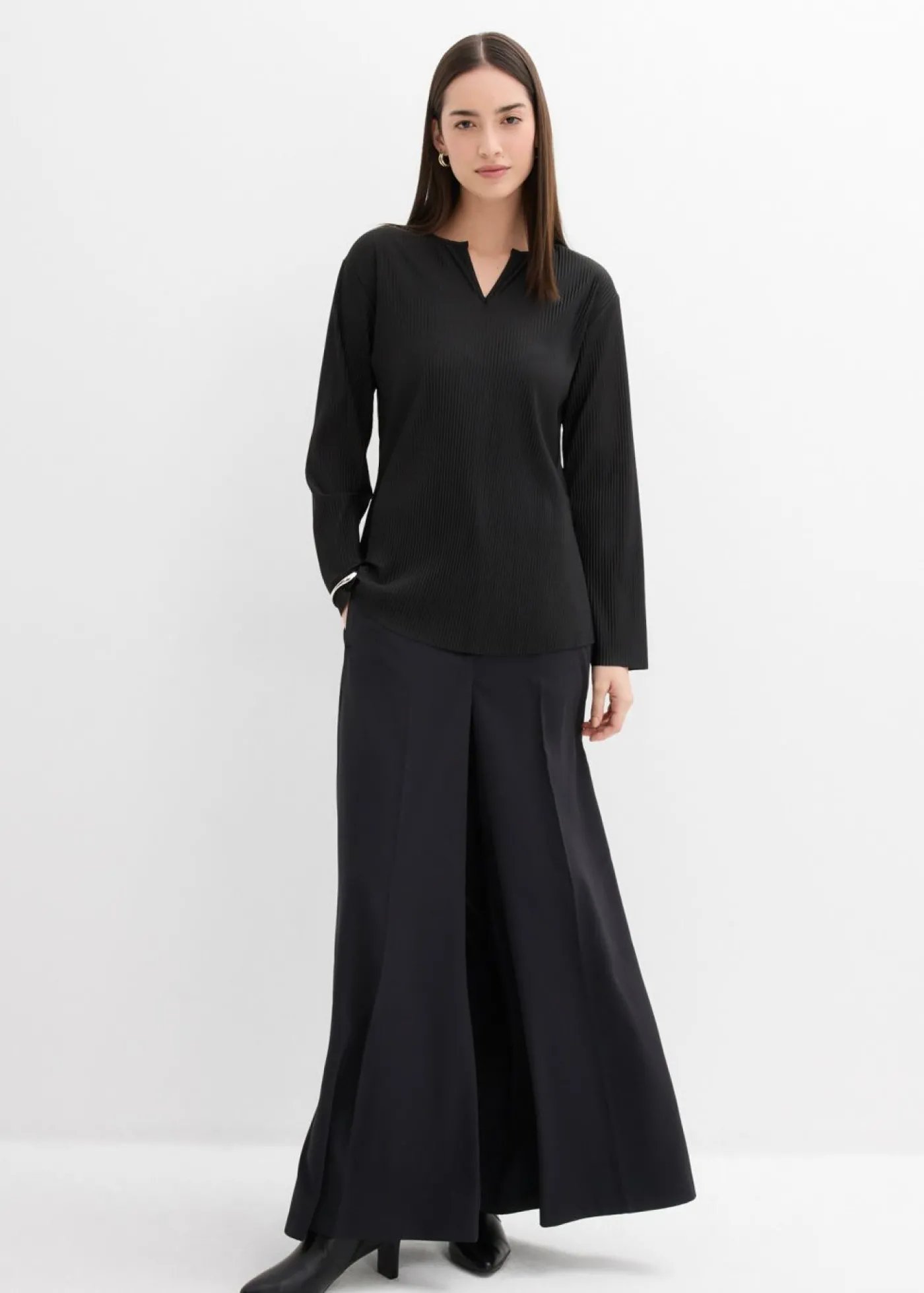 bonprix bonprix Camiseta plisada Negro Discount