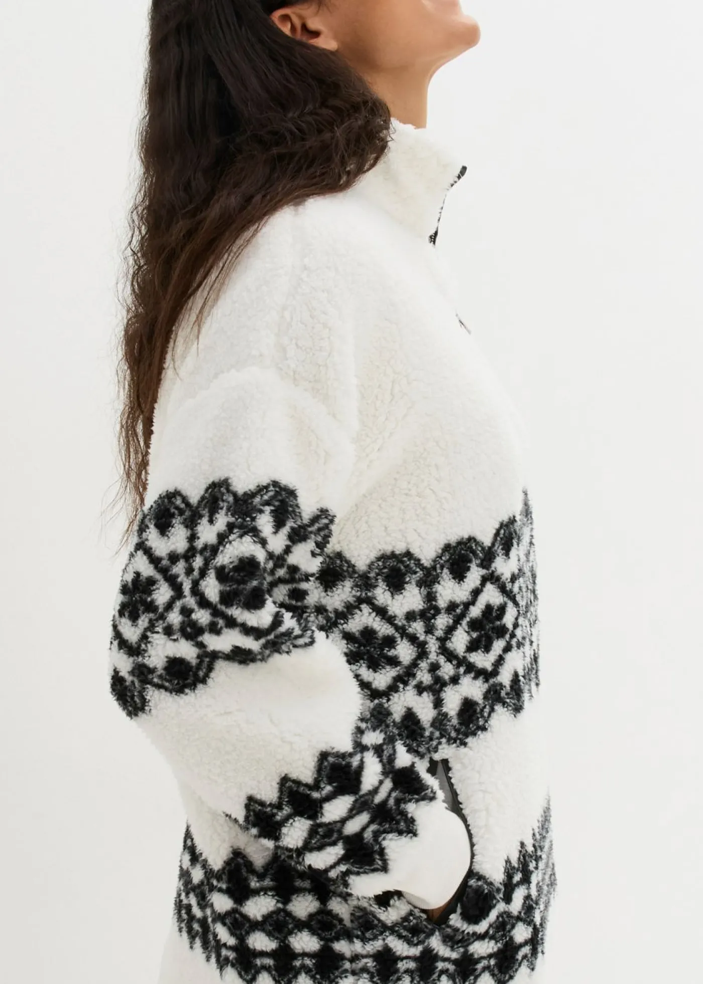 bonprix bonprix Camiseta polar Blanco lana-negro New