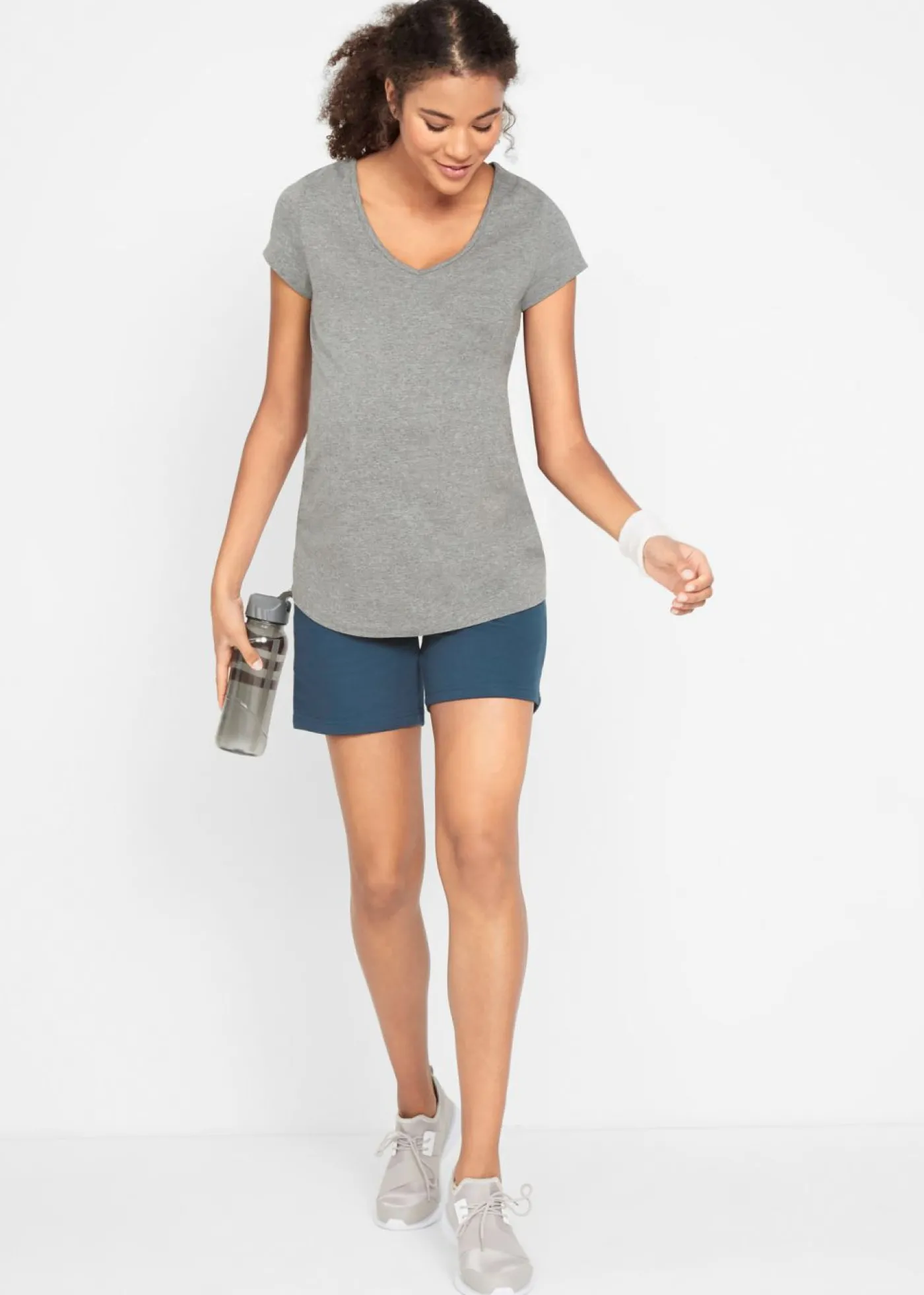 bonprix bonprix Camiseta premamá básica de algodón orgánico (2 unidades) Azul marino + gris jaspeado Discount