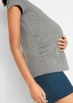 bonprix bonprix Camiseta premamá básica de algodón orgánico (2 unidades) Azul marino + gris jaspeado Discount
