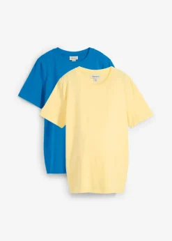 bonprix bonprix Camiseta premamá de algodón orgánico (2 unidades) amarillo claro/azul glaciar
