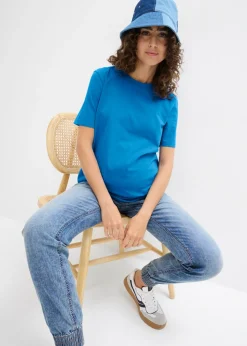 bonprix bonprix Camiseta premamá de algodón orgánico (2 unidades) amarillo claro/azul glaciar