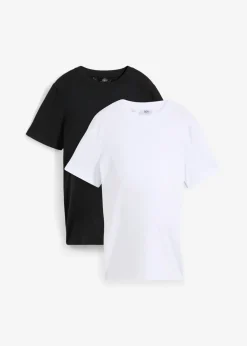bonprix bonprix Camiseta premamá de algodón orgánico (2 unidades) Negro-blanco Best