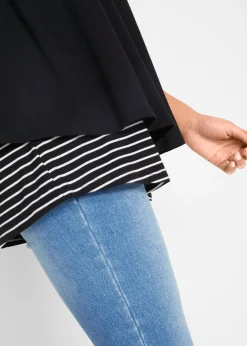 bonprix bonprix Camiseta premamá y de lactancia 2 en 1 de viscosa Negro-blanco de rayas Clearance