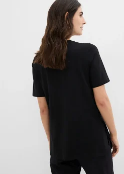 bonprix bonprix Camiseta premamá y de lactancia 2 en 1 de algodón orgánico con aberturas laterales Negro Sale