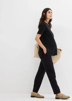 bonprix bonprix Camiseta premamá y de lactancia 2 en 1 de algodón orgánico con aberturas laterales Negro Sale