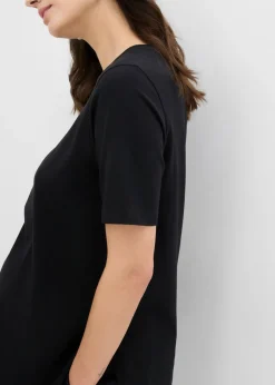 bonprix bonprix Camiseta premamá y de lactancia 2 en 1 de algodón orgánico con aberturas laterales Negro Sale