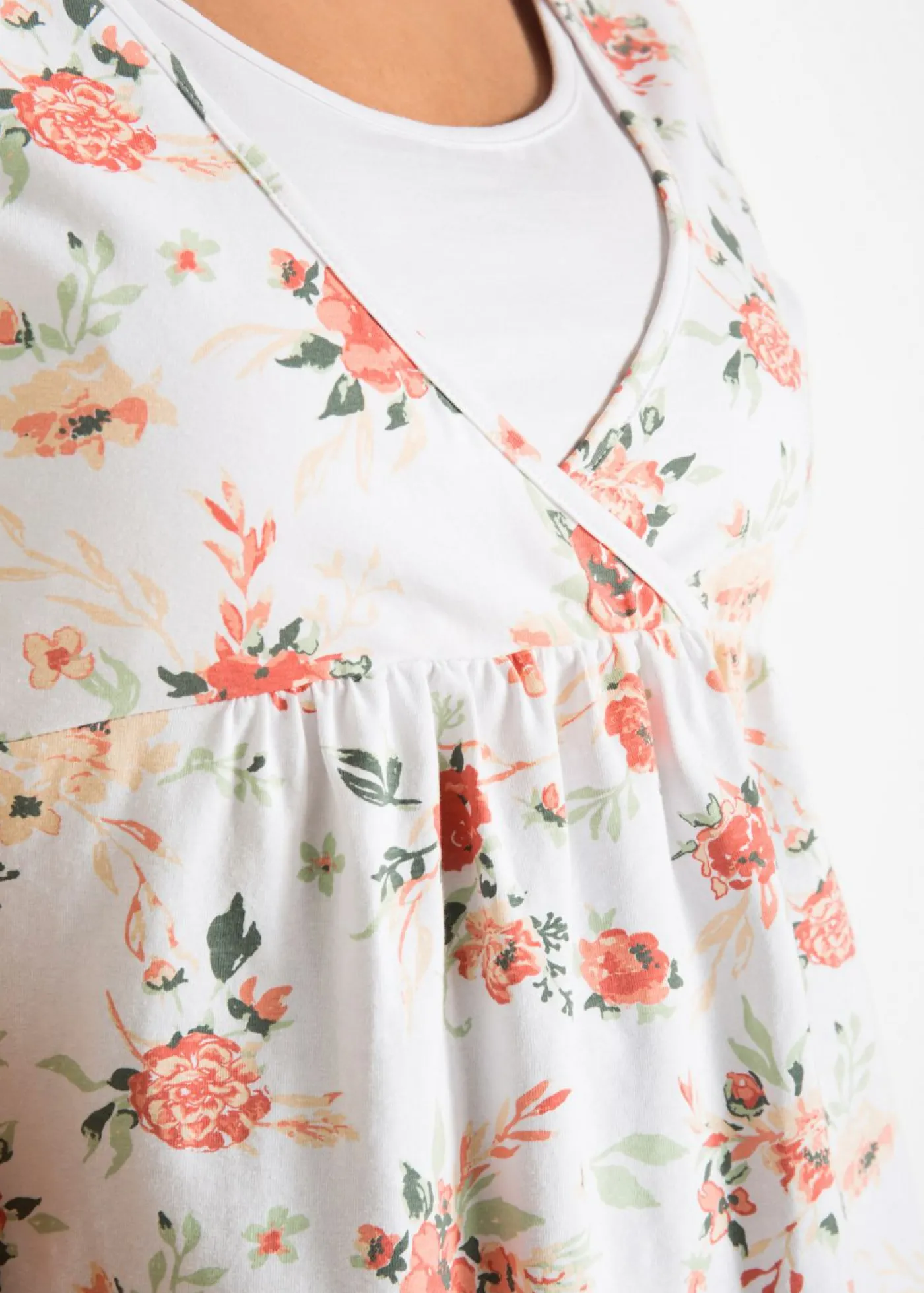 bonprix bonprix Camiseta premamá y de lactancia 2 en 1 de algodón orgánico Blanco de flores Best