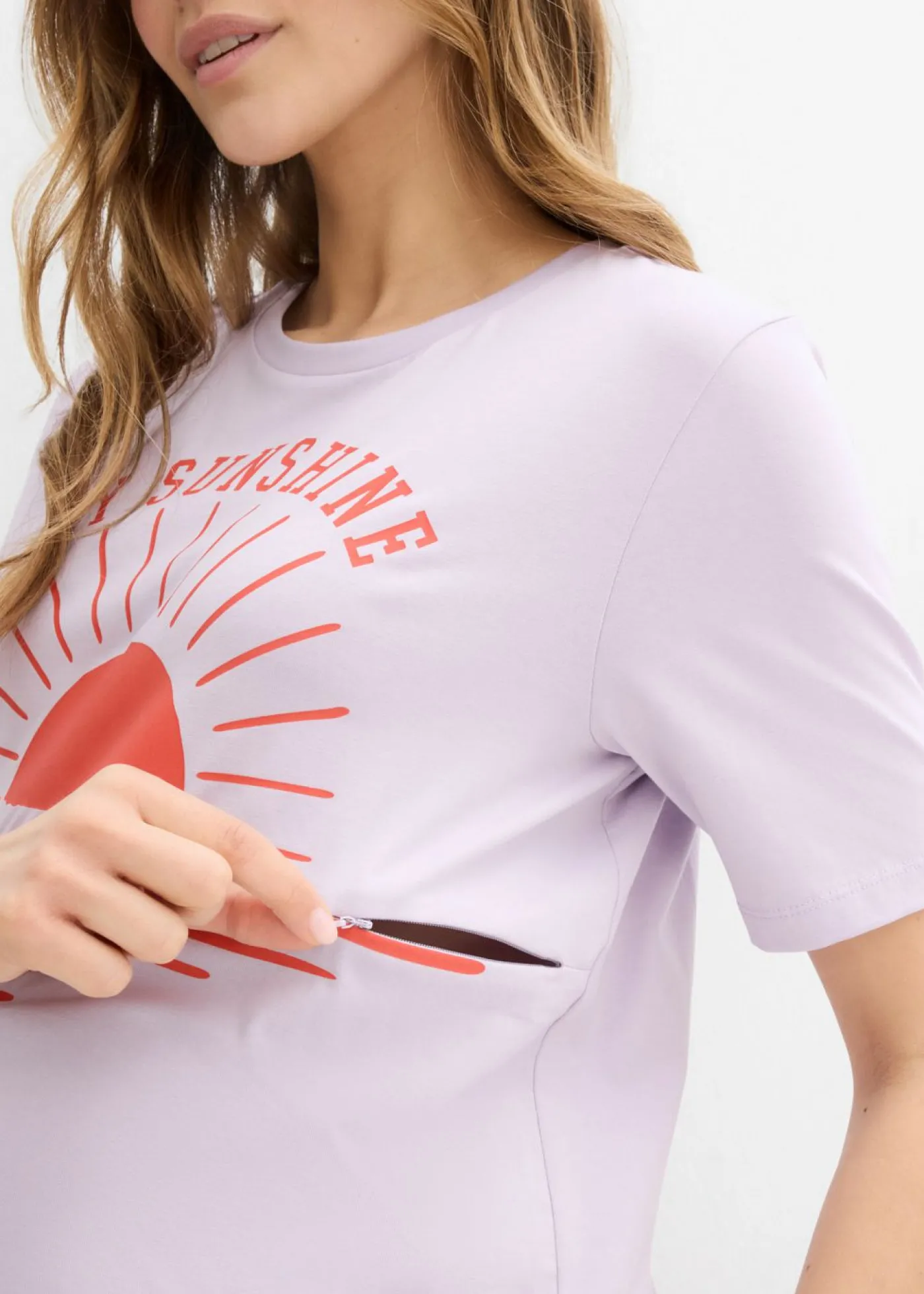 bonprix bonprix Camiseta premamá y de lactancia 2 en 1 de algodón orgánico lila pastel Hot