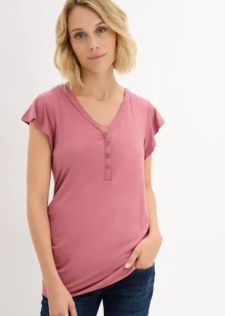 bonprix bonprix Camiseta premamá/de lactancia con viscosa sostenible Granate suave Clearance