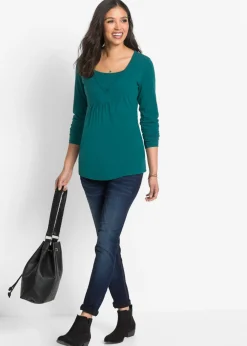 bonprix bonprix Camiseta premamá/de lactancia 2 en 1 Azul petróleo Outlet
