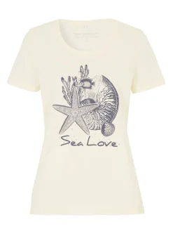 bonprix bonprix Camiseta Sea Love Blanco crema-azul marino estampado Hot