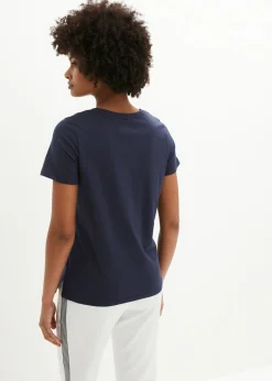 bonprix bonprix Camiseta Sea Love Azul marino-blanco crema estampado Sale