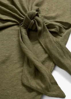 bonprix bonprix Camiseta sin mangas de lino puro Verde oliva oscuro Sale