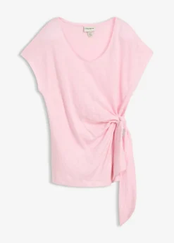 bonprix bonprix Camiseta sin mangas de lino puro rosa cristal Outlet