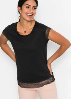 bonprix bonprix Camiseta tipo boxy de algodón Negro Outlet