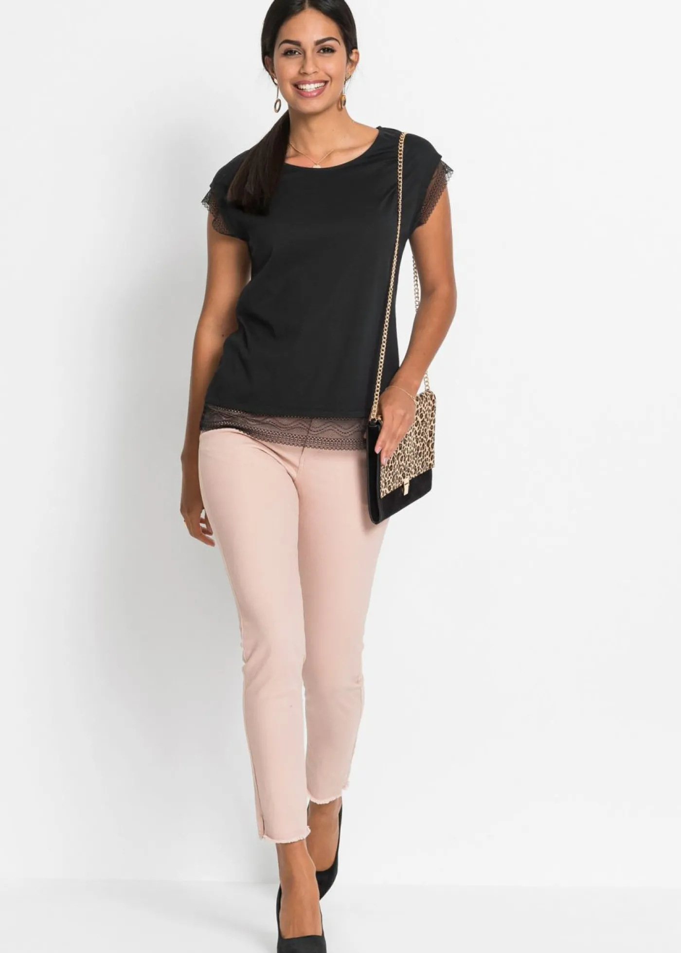 bonprix bonprix Camiseta tipo boxy de algodón Negro Outlet