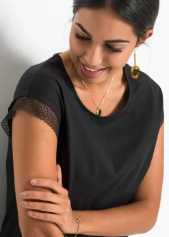 bonprix bonprix Camiseta tipo boxy de algodón Negro Outlet