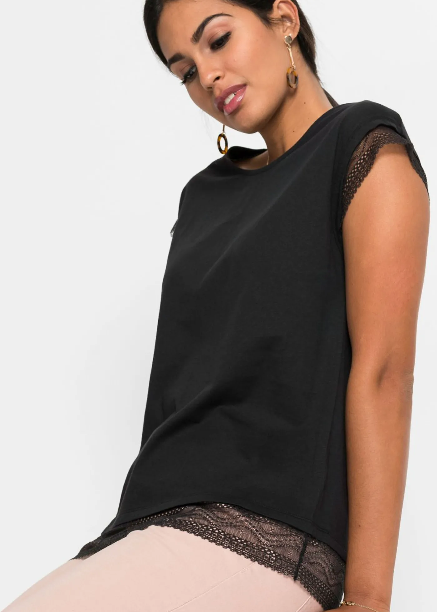 bonprix bonprix Camiseta tipo boxy de algodón Negro Outlet