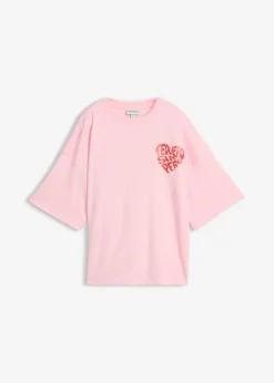 bonprix bonprix Camiseta tipo boxy de algodón grueso rosa cristal-fresa Outlet
