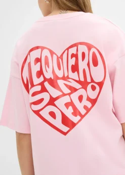 bonprix bonprix Camiseta tipo boxy de algodón grueso rosa cristal-fresa Outlet