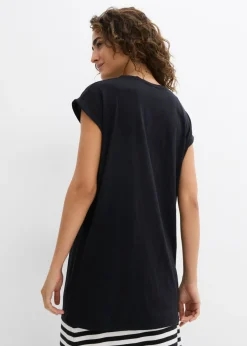 bonprix bonprix Camiseta tipo boxy de algodón orgánico puro Negro Outlet