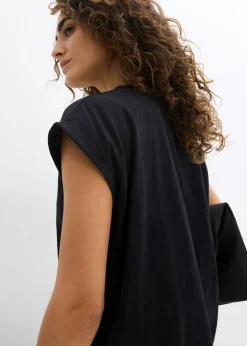 bonprix bonprix Camiseta tipo boxy de algodón orgánico puro Negro Outlet