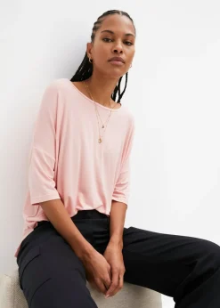 bonprix bonprix Camiseta tipo boxy de mezcla de viscosa suave rosa pastel Hot