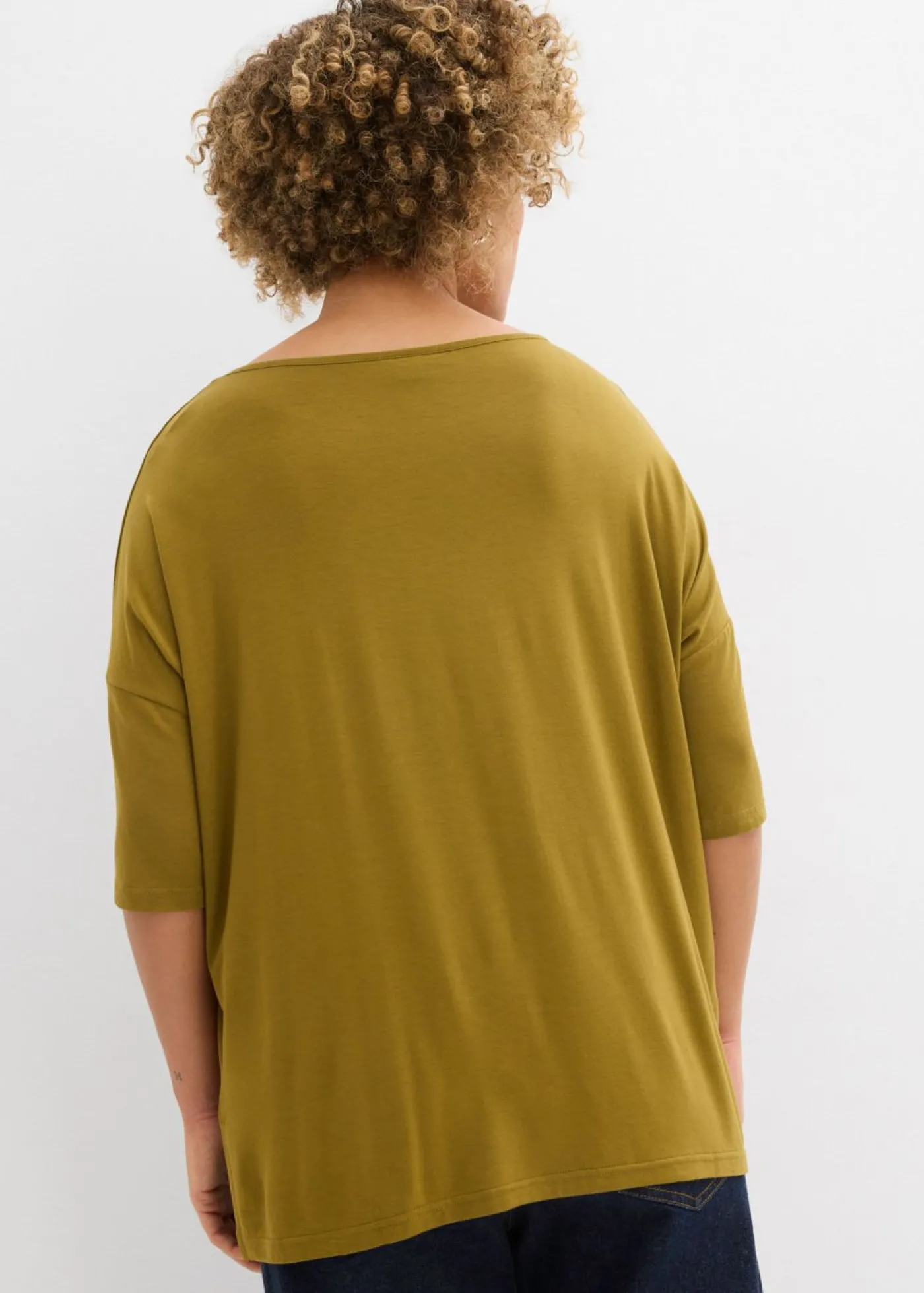 bonprix bonprix Camiseta tipo boxy de mezcla de viscosa suave Verde-natural Sale
